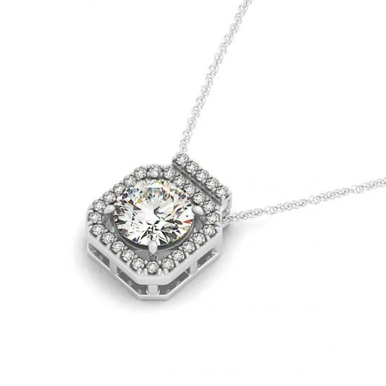 Round Natural Earth Mined Diamond Pendant Necklace Without Chain 195 Carat White Gold 14K GB Necklaces