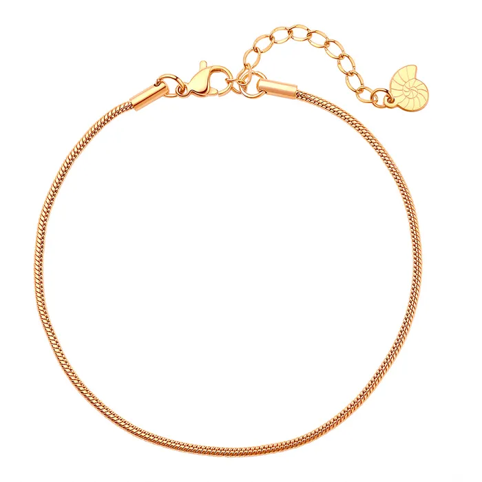 Round Snake Chain Anklet Rose Gold Hey Happiness Necklaces