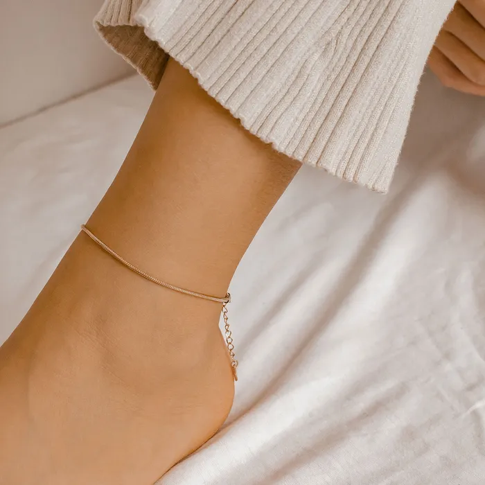 Round Snake Chain Anklet Rose Gold Hey Happiness Necklaces Round Snake Chain Anklet Rose Gold Hey Happiness Necklaces