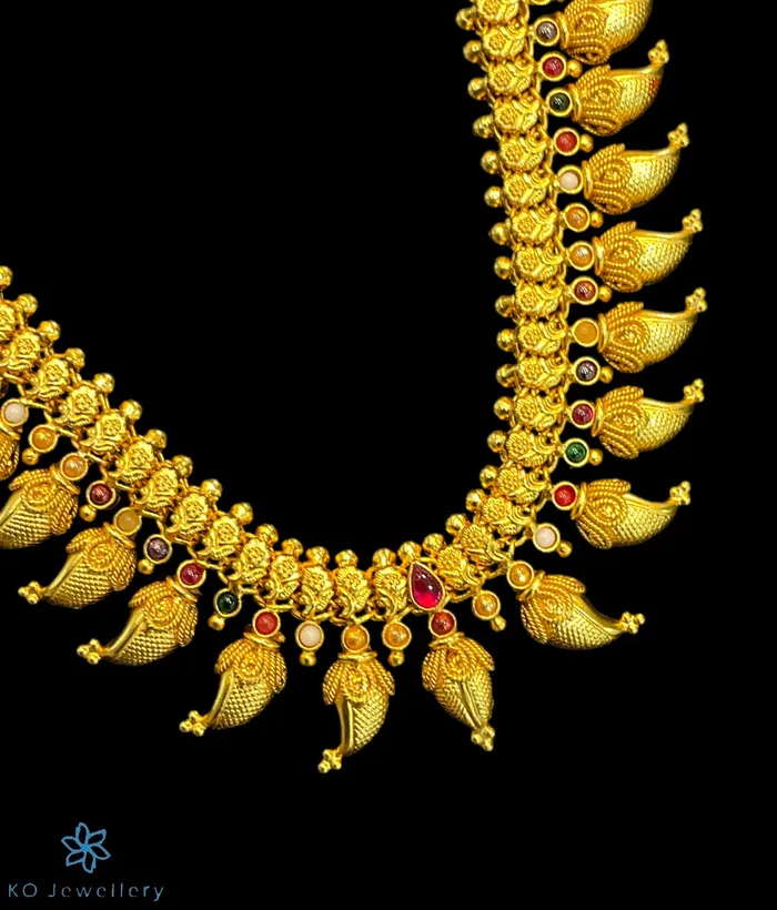 Silversmith The Ananya Silver Navratna Mango Necklace Medium Necklaces