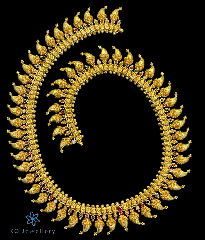 Silversmith The Ananya Silver Navratna Mango Necklace Medium Necklaces