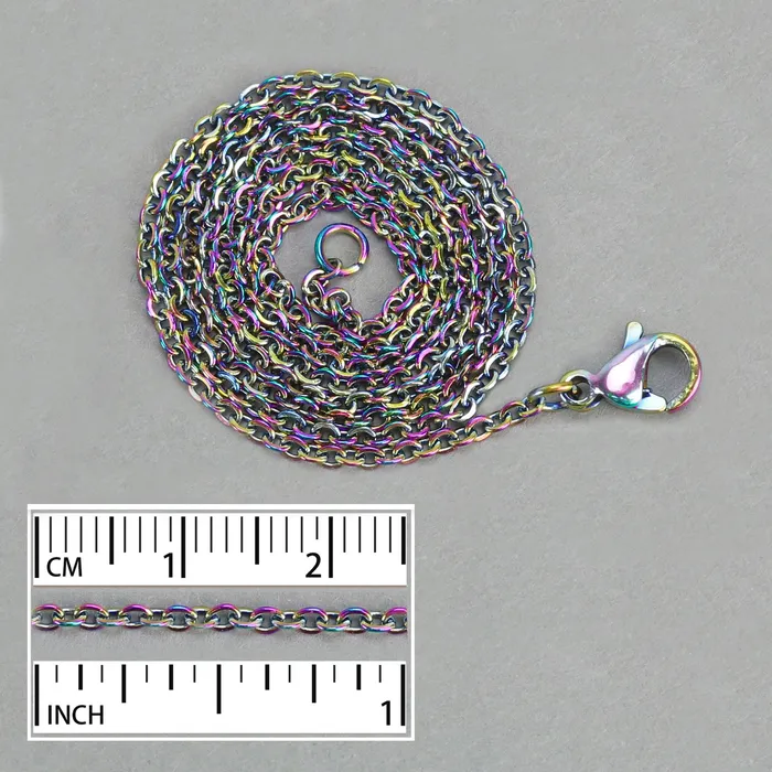 Stainless Steel Rainbow Color 2mm Flat Cable Chain 18 Pack of 2 YW Bracelets Stainless Steel Rainbow Color 2mm Flat Cable Chain 18 Pack of 2 YW Bracelets
