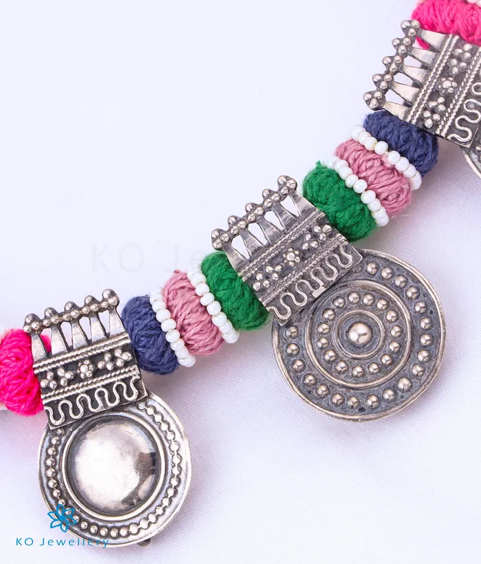 The Ahirupu Silver Thread Necklace Set Jaipur Necklaces