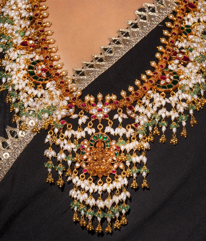 The Darshi Silver KundanJadau Pearl Necklace Kundan Necklaces