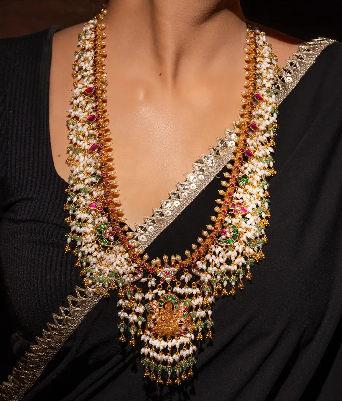 The Darshi Silver KundanJadau Pearl Necklace Kundan Necklaces