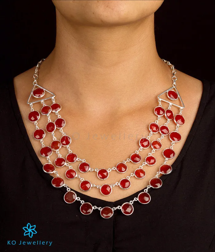 The Disha Silver Gemstone Necklace Gemstone Necklaces