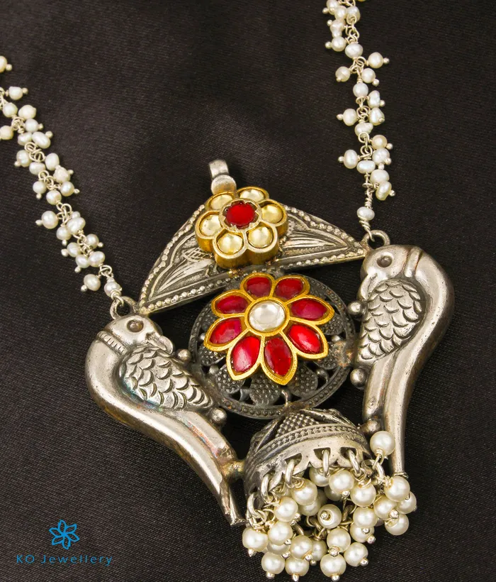 The Gili Silver Parrot Statement Necklace Kundan Necklaces