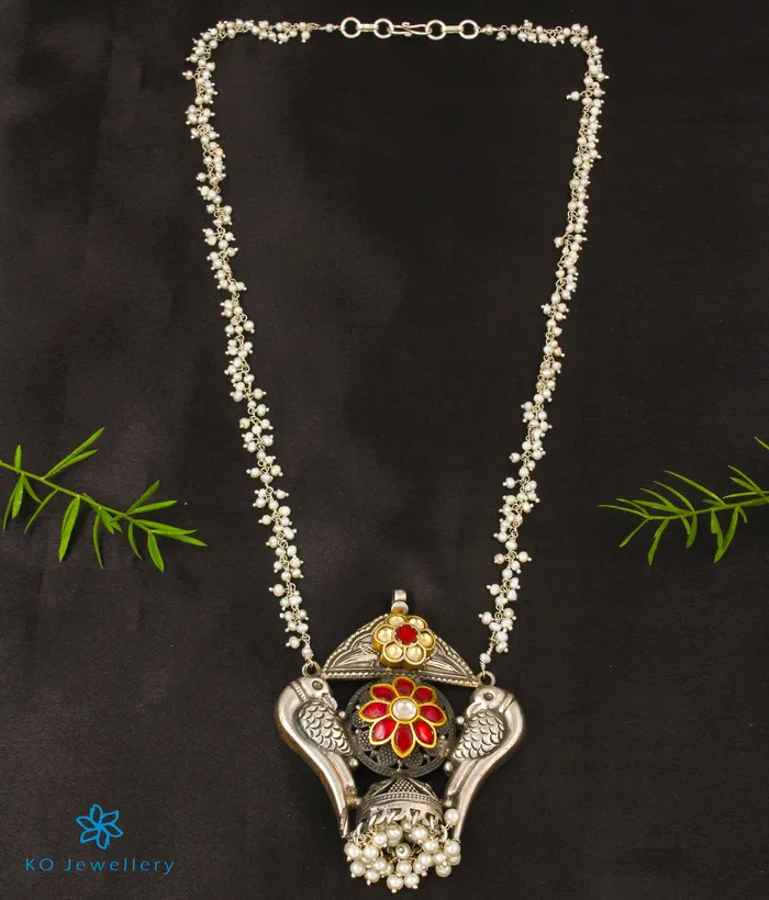 The Gili Silver Parrot Statement Necklace Kundan Necklaces