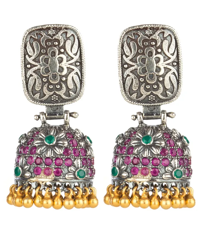 The Mira Silver Jhumka Twotone Silversmith Rings