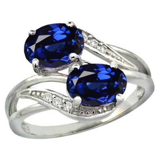 Toi et Moi Antique Style Oval Sri Lankan Sapphire Natural Earth Mined Diamond Ring 450 Ct GB Rings Toi et Moi Antique Style Oval Sri Lankan Sapphire Natural Earth Mined Diamond Ring 450 Ct GB Rings