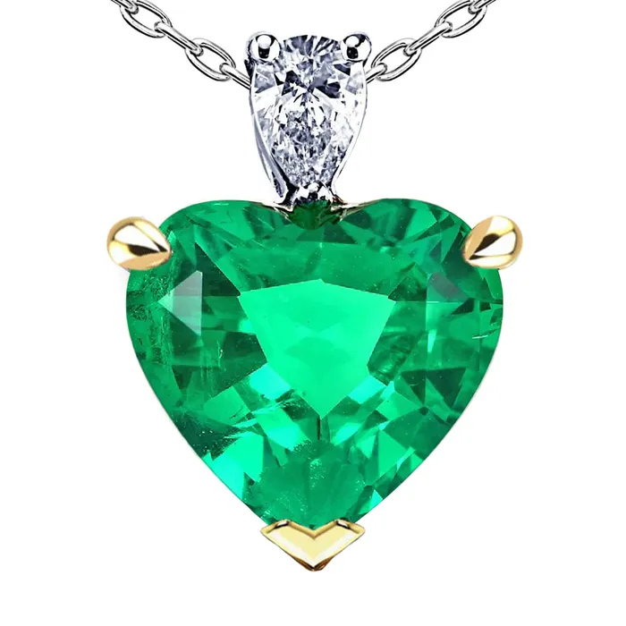 Two Stone Heart Green Emerald And Diamond Pendant HarryChadEntcom Necklaces Two Stone Heart Green Emerald And Diamond Pendant HarryChadEntcom Necklaces