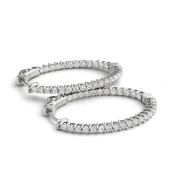 White Gold 14K 105 Carat Round Brilliant Natural Earth Mined Diamonds Hoop Earrings New GB Earrings White Gold 14K 105 Carat Round Brilliant Natural Earth Mined Diamonds Hoop Earrings New GB Earrings