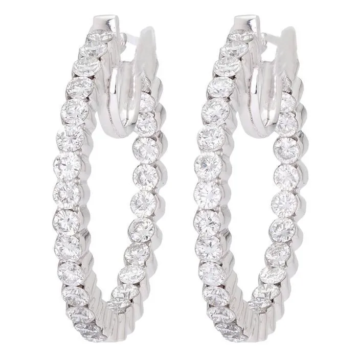 White Gold 14K Brilliant Cut 560 Carats Natural Earth Mined Diamonds Women Hoop Earrings GB Earrings White Gold 14K Brilliant Cut 560 Carats Natural Earth Mined Diamonds Women Hoop Earrings GB Earrings