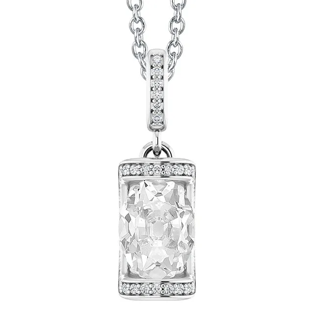 White Gold Natural Earth Mined Diamond Pendant Bar Set Oval Old Cut 4 Carats 14K HarryChadEntcom Necklaces White Gold Natural Earth Mined Diamond Pendant Bar Set Oval Old Cut 4 Carats 14K HarryChadEntcom Necklaces