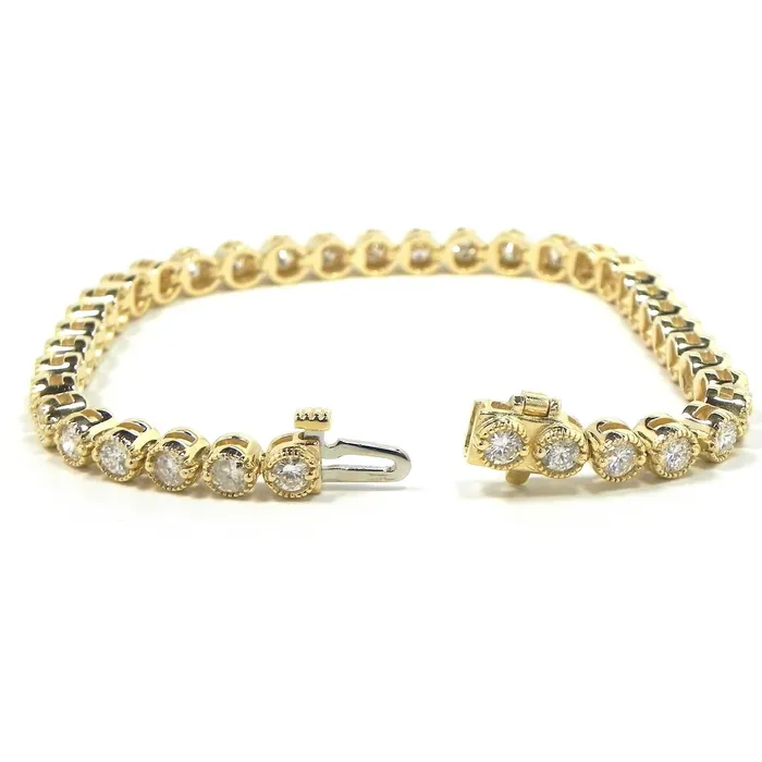 Women 14K Yellow Gold Round Natural Earth Mined Diamond Tennis Bracelet 10 Carats GB Bracelets Women 14K Yellow Gold Round Natural Earth Mined Diamond Tennis Bracelet 10 Carats GB Bracelets